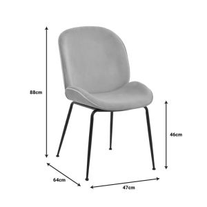 Adelaide Maley chair beige velvet - black legs 47x64x88cm