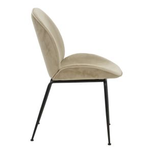Adelaide Maley chair beige velvet - black legs 47x64x88cm