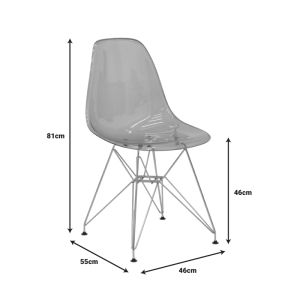 Chair Adelle Pp Pet transparent gray polycarbonate acrylic stainless steel legs 46x55x81cm