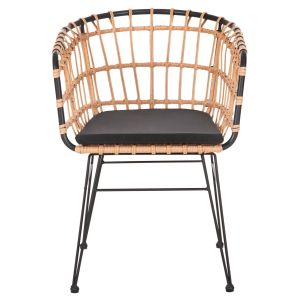 Allegra chair metal and cushion black-beige wicker 58x61x81hcm Hm5456