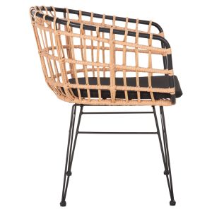 Allegra chair metal and cushion black-beige wicker 58x61x81hcm Hm5456