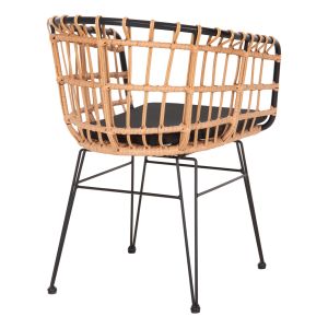 Allegra chair metal and cushion black-beige wicker 58x61x81hcm Hm5456