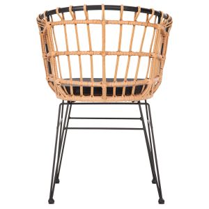 Allegra chair metal and cushion black-beige wicker 58x61x81hcm Hm5456