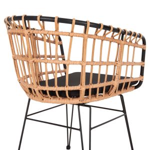 Allegra chair metal and cushion black-beige wicker 58x61x81hcm Hm5456