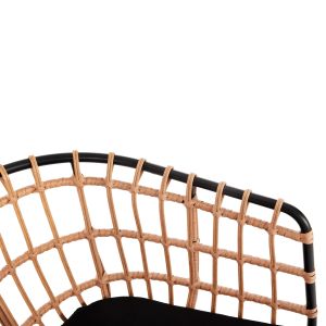 Allegra chair metal and cushion black-beige wicker 58x61x81hcm Hm5456