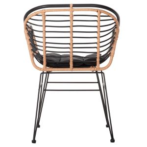 Chair Allegra metal Construction-p,e,ratan in beige and black 58x59x81hcm Hm5663