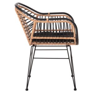 Chair Allegra metal Construction-p,e,ratan in beige and black 58x59x81hcm Hm5663