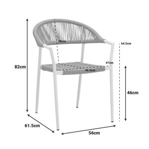 AMMOS CHAIR, ALUMINUM IN WHITE - PE ROPE IN NATURAL COLOR 57X61X82CM