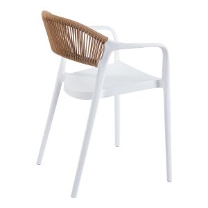 Стол Ankara в бял цвят и естествен цвят от ратан, 54x55.5x77см