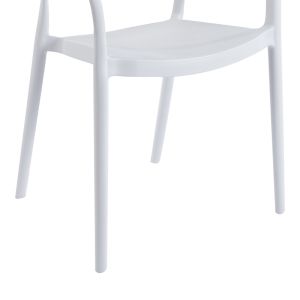 Стол Ankara в бял цвят и естествен цвят от ратан, 54x55.5x77см