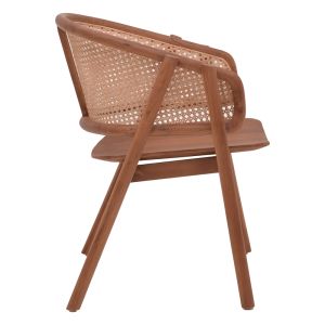 Anlene chair walnut teak wood skeleton with beige rattan 62x54x82cm