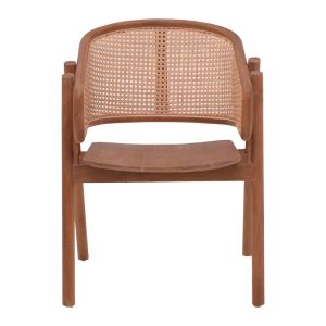 Anlene chair walnut teak wood skeleton with beige rattan 62x54x82cm