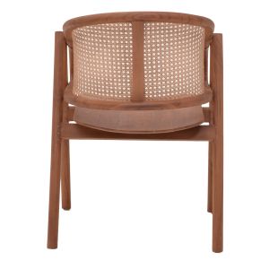 Anlene chair walnut teak wood skeleton with beige rattan 62x54x82cm