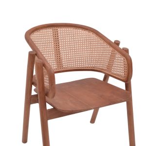 Anlene chair walnut teak wood skeleton with beige rattan 62x54x82cm