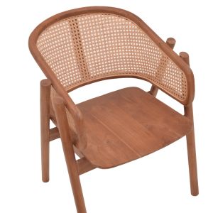 Anlene chair walnut teak wood skeleton with beige rattan 62x54x82cm