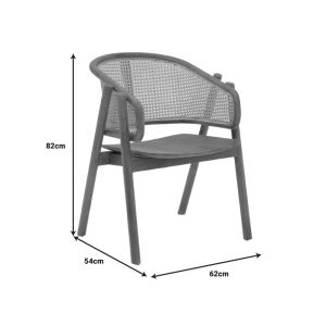 Anlene chair walnut teak wood skeleton with beige rattan 62x54x82cm