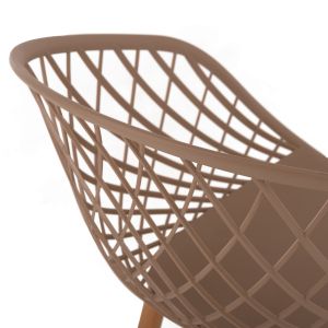 Ariadne chair Rexhm8001,13 made of polypropylene with metal legs cappuccino color 63x56x80hcm