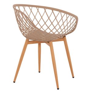Ariadne chair Rexhm8001,13 made of polypropylene with metal legs cappuccino color 63x56x80hcm
