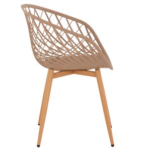 Ariadne chair Rexhm8001,13 made of polypropylene with metal legs cappuccino color 63x56x80hcm