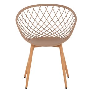 Ariadne chair Rexhm8001,13 made of polypropylene with metal legs cappuccino color 63x56x80hcm
