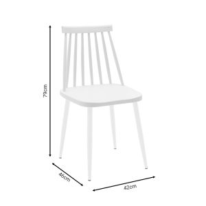 Aurora chair white polypropylene with white legs 42x46x79cm