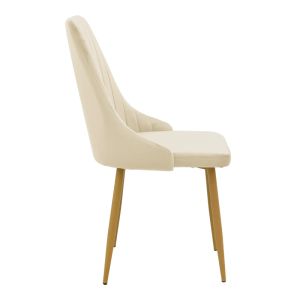 Стол Azori бежова кадифена материя с естествен метален крак 49x55x85см