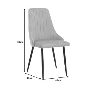 Azori chair velvet dark gray-black metal leg 49x55x85cm