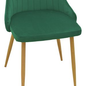 Azori velvet chair, green fabric, with natural metal leg, 49x55x85cm