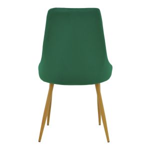 Azori velvet chair, green fabric, with natural metal leg, 49x55x85cm