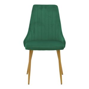 Azori velvet chair, green fabric, with natural metal leg, 49x55x85cm