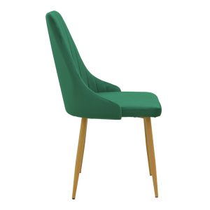 Azori velvet chair, green fabric, with natural metal leg, 49x55x85cm