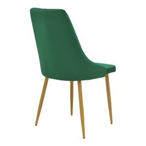 Azori velvet chair, green fabric, with natural metal leg, 49x55x85cm