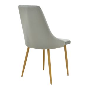 Стол Azori сив кадифеен плат с естествен метален крак 49x55x85см