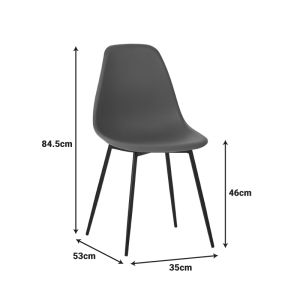 Ballen chair, anthracite, with black metal legs, 41.5x53x84.5 cm