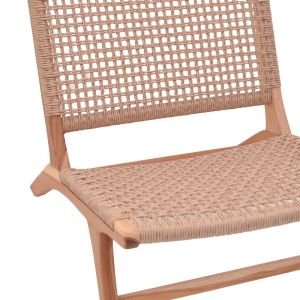 Стол Beatrice тиково дърво скелет и въже в естествен цвят 65x78x68см