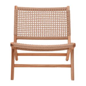 Стол Beatrice тиково дърво скелет и въже в естествен цвят 65x78x68см