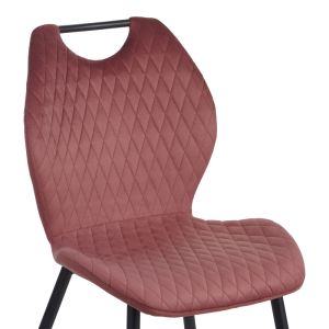 Bongo velvet chair in rotten apple color with black metal legs 56.5x47x84cm