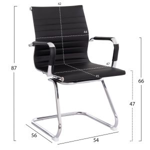 Boss Hm1023.31 chair with cloud-black PU-chrome metal legs 54x56x87hcm.