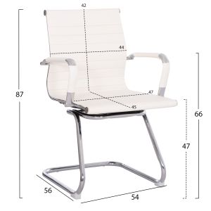 Boss Hm1023.32 chair with cloud-white Pu-chrome metal legs 54x56x87hcm.