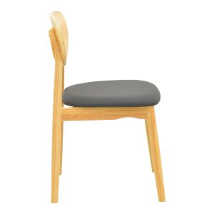 Стол Cardith от каучуково дърво - шперплат в естествен нюанс - черен Pu 48x51x78 см