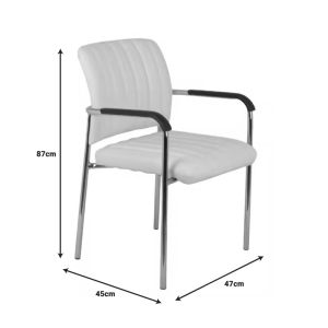 Стол Cazen бял пу Kova-хромиран крак 55x49x84см