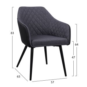 Charles chair with dark gray textile upholstery Hm8522,01
