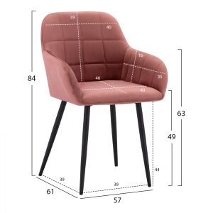 Chloe chair rose ash with metal legs 57x61x84cm Hm8724,02