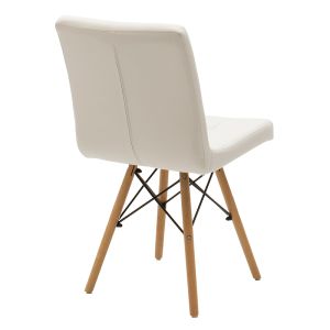 Chair Cian Ii white leather seat with wooden legs