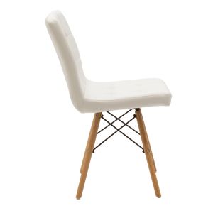 Chair Cian Ii white leather seat with wooden legs