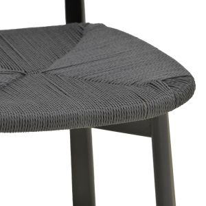 Стол Clareta от каучуково дърво и въже в черен нюанс 53x55x79см