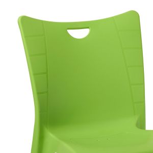 Crafted polypropylene chair in green with aluminum leg