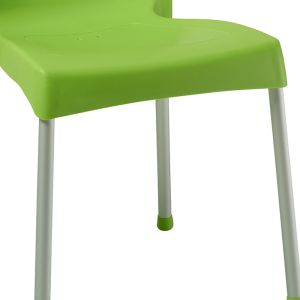 Crafted polypropylene chair in green with aluminum leg