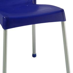 Crafted polypropylene chair in dark blue with aluminum leg