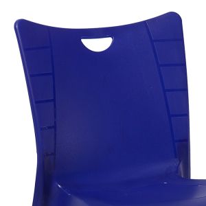 Crafted polypropylene chair in dark blue with aluminum leg